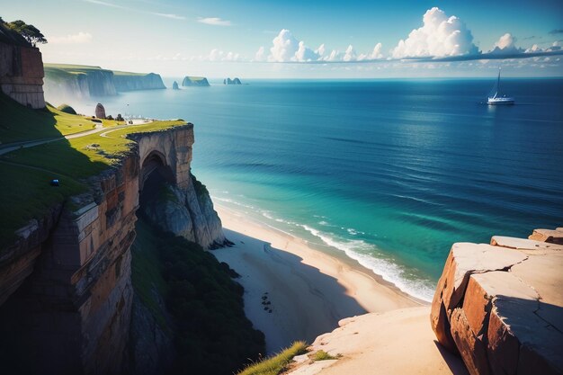 A view of the cliffs from the cliffs of the great ocean road.