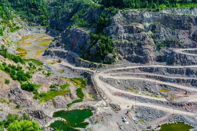 View on a cliffs in a granite quarry