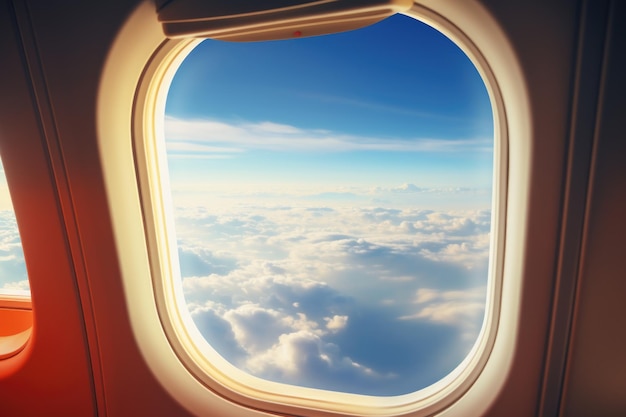 View of the clouds from the airplane window