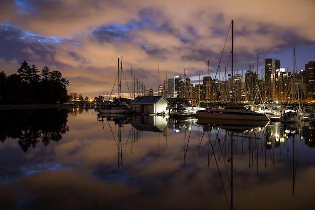 View of Coal Harbour Modern City Background