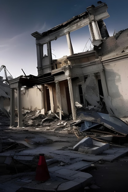 View of Collapsed Buildings Due to Earthquake