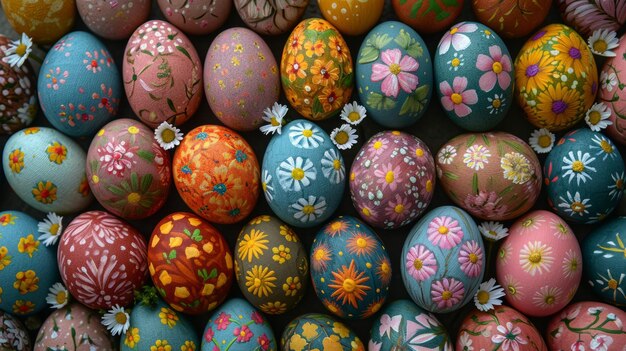 Вид красочных пасхальных яиц Пасхальное празднование
