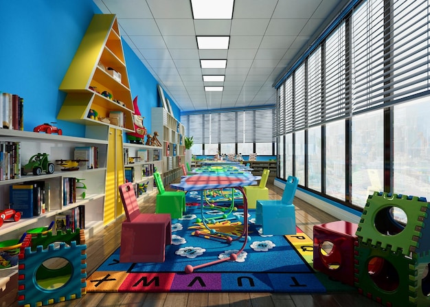 Photo view of colorful toys in building