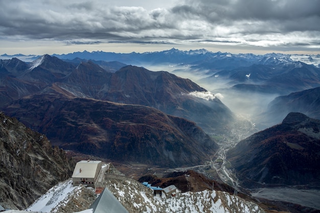 View of Cormayeur from Monte Bianco