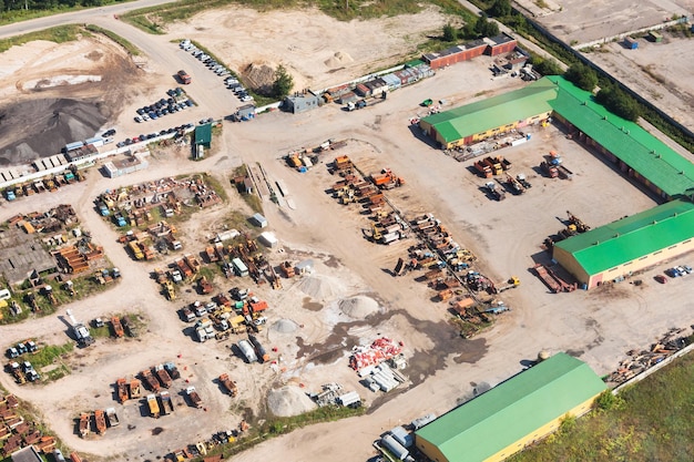 Above view of country motor depot