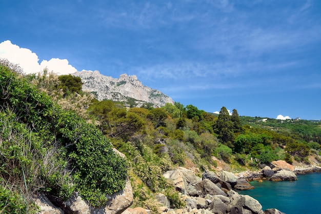 Photo view of the crimean coast and mount aipetri