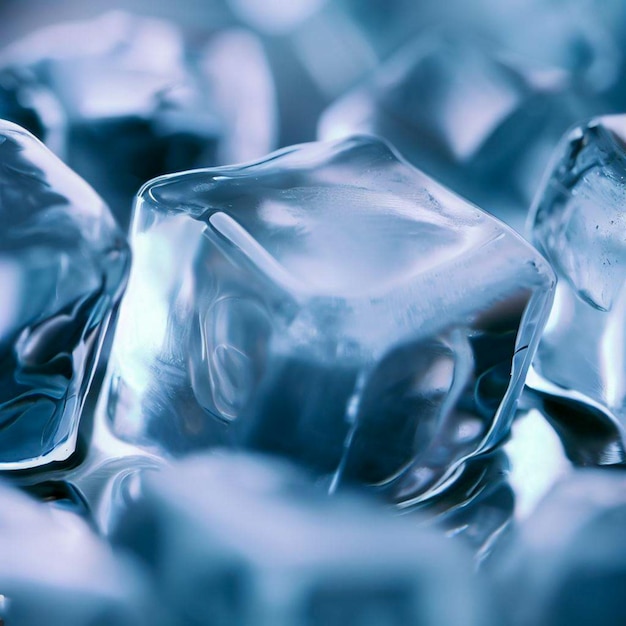 View of crystal clear ice cubes