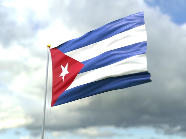 View of cuba flag in the wind