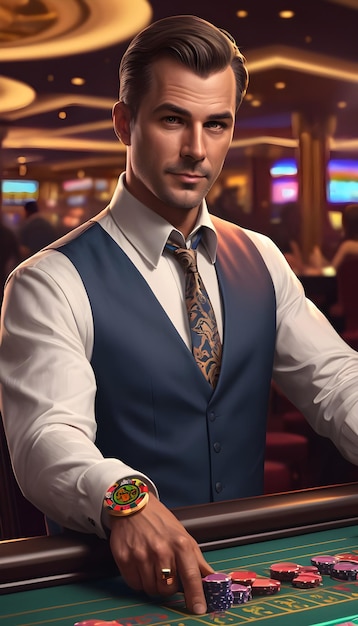 Photo view of dealer working at a casino