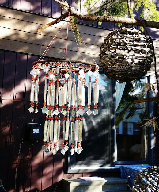 Photo view of decorations on wall