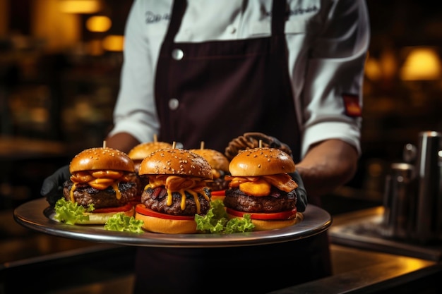 View of delicious burgers