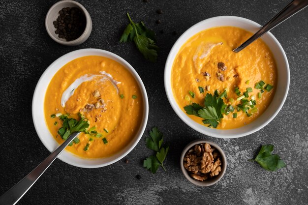 Photo view of delicious carrot cream soup