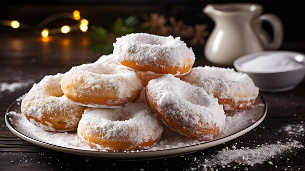 View of delicious glazed donuts