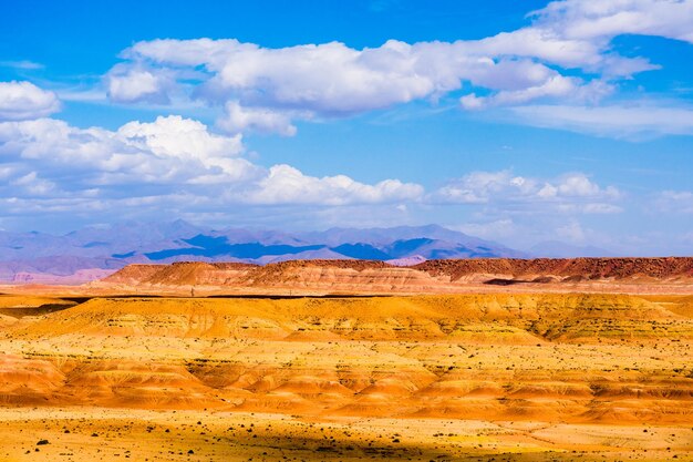 View of desert against cloudy sky