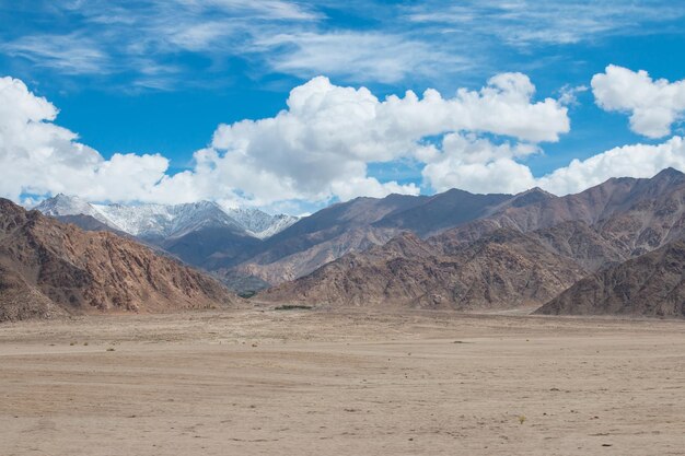 View of desert against cloudy sky