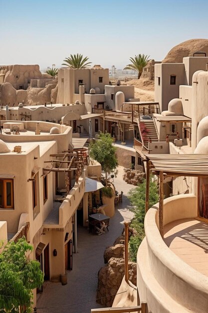 Foto una vista di una città deserta da un balcone