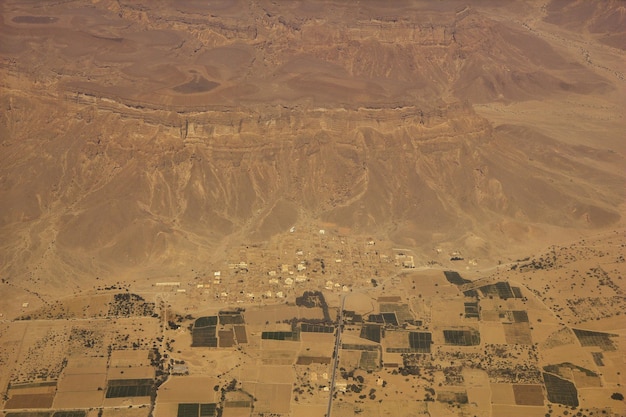 The view on the desert of Yemen from the airplane