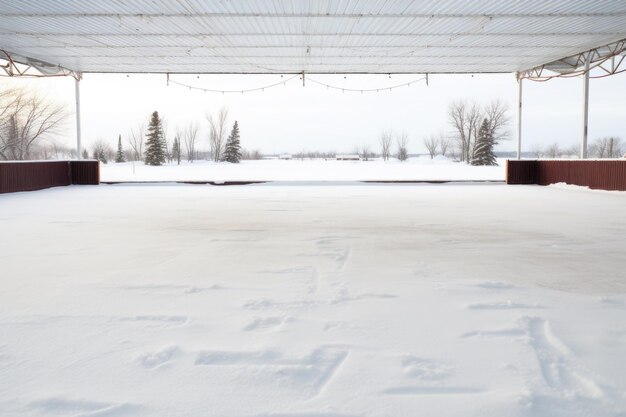 Photo view of a deserted snowy dance floor