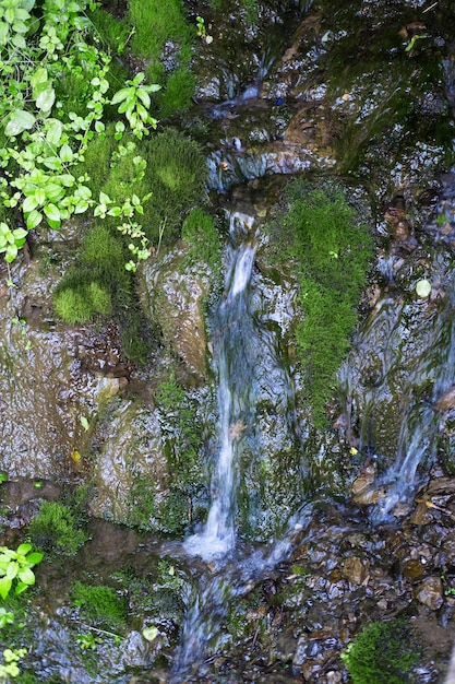 View of a detail of a small waterfall with little water