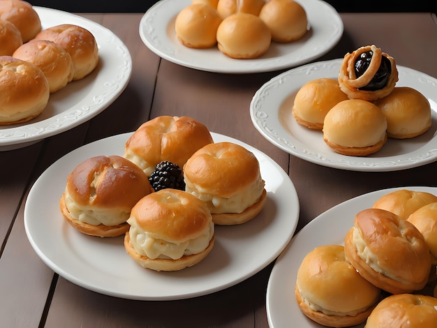 A view of a dining table with full of delicious baked foods dishes Copy space