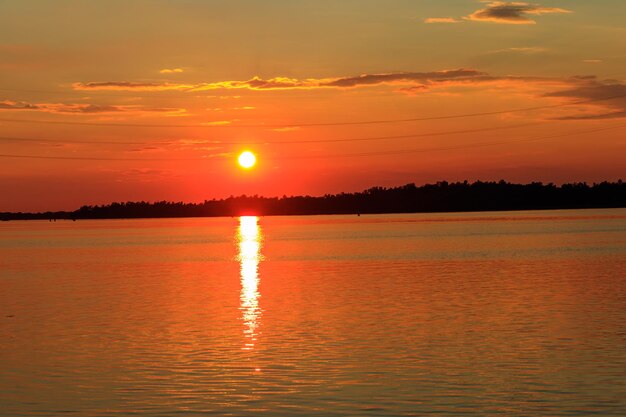 View of the Dnieper river at sunset