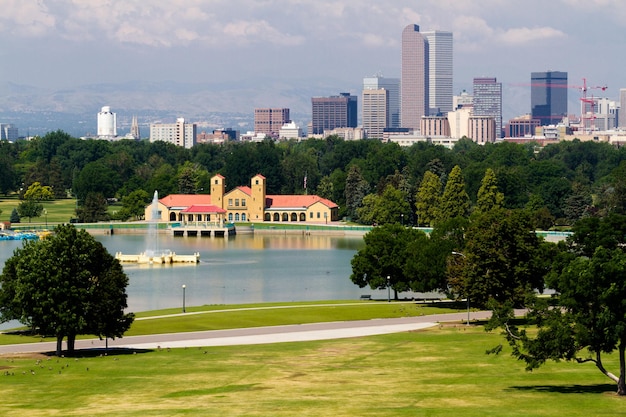 A view of downtown Denver from City Park.