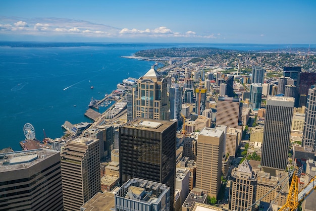 Foto vista dell'orizzonte del centro cittadino di seattle