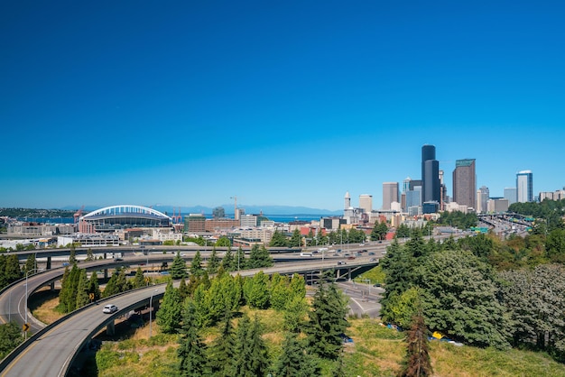 Foto vista dell'orizzonte del centro cittadino di seattle