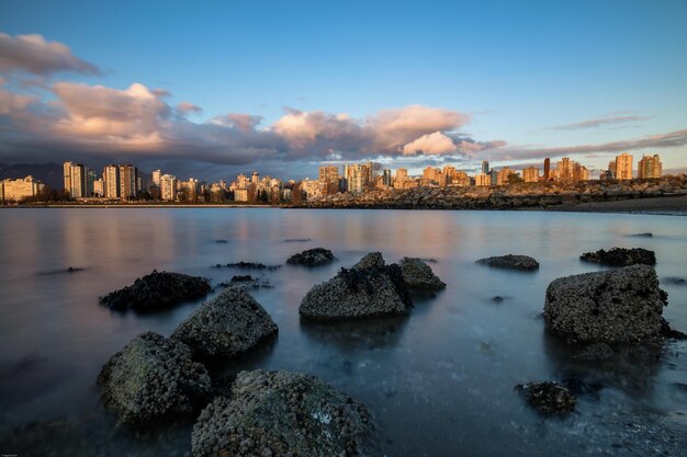 View on Downtown Vancouver during a cloudy winter sunset