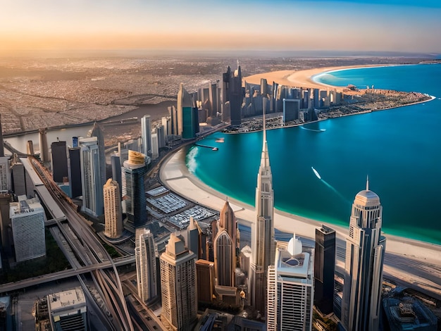 A view of dubai city from the top of a skyscraper