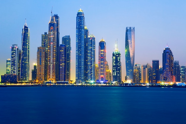 View of Dubai at sunrise, UAE