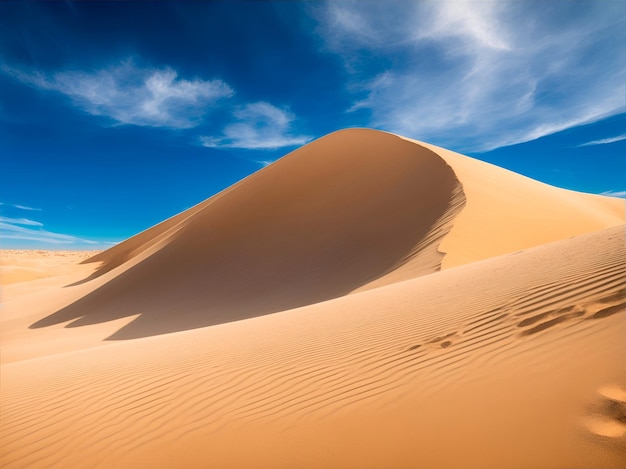 View of a dune and a blue sky in a sunny day with copy space