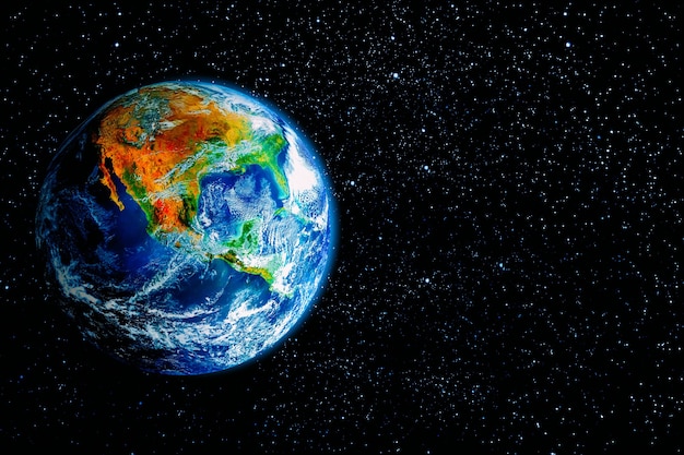 月からの地球の眺め。 NASAから提供されたこの画像の要素
