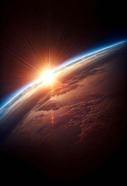 view of earth from orbit, sunrise