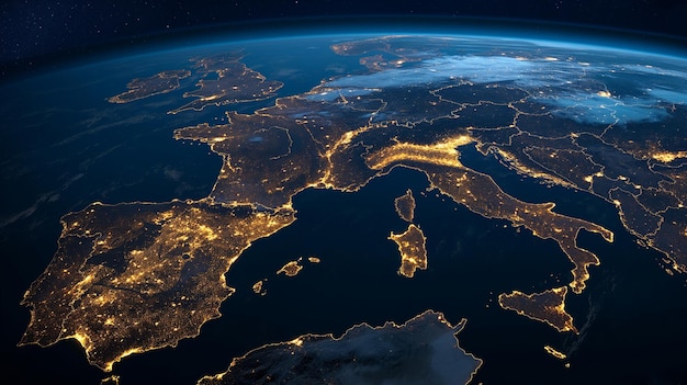 a view of the earth from space showing the city lights