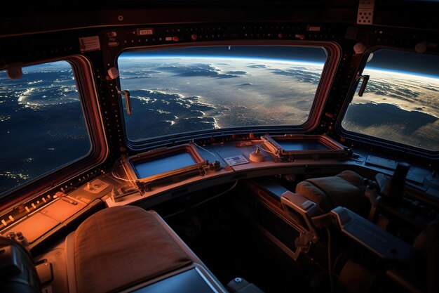 Photo view of the earth from an space shuttle window generative ai