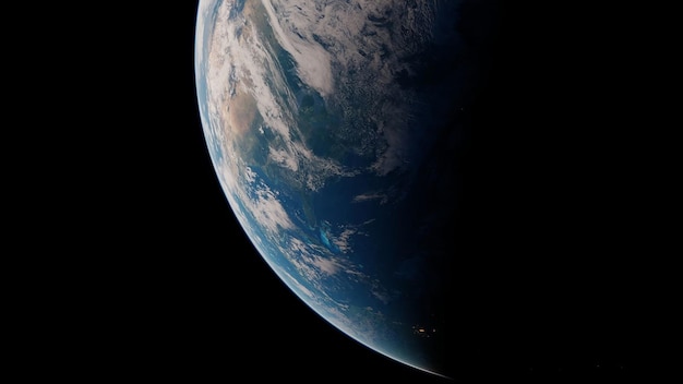 A view of earth from space with a dark background