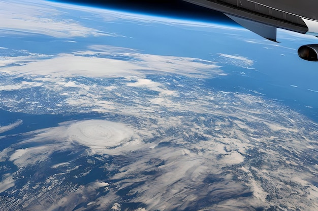 A view of earth from a window of a plane.