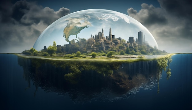 Photo view of earth if water suddenly disappeared