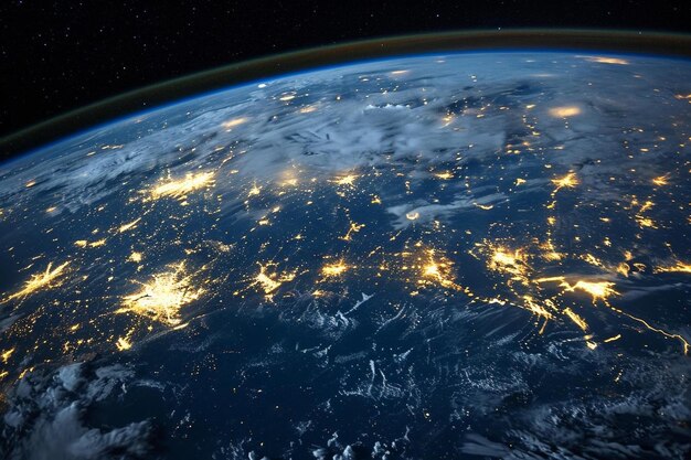 A view of the earth at night from space