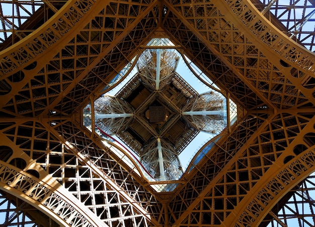 View on Eiffel Tower in Paris from below, France