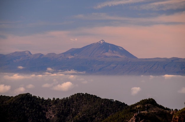 View of El Teide Volcan in Tenerife From Gran Canria Mountains Canary Islands Spain