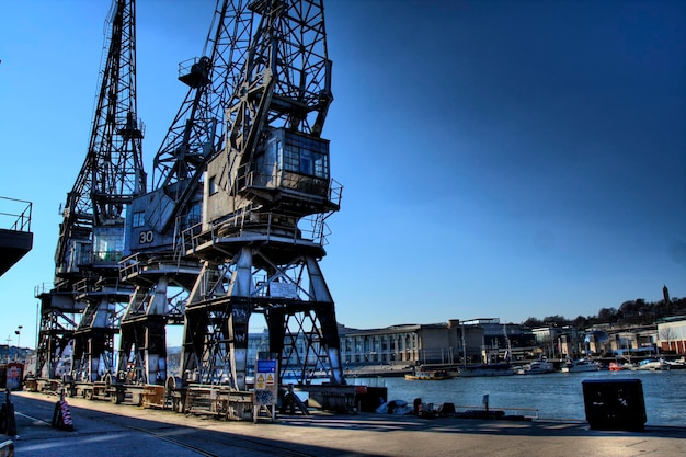 View of the electric cranes in Bristol UK