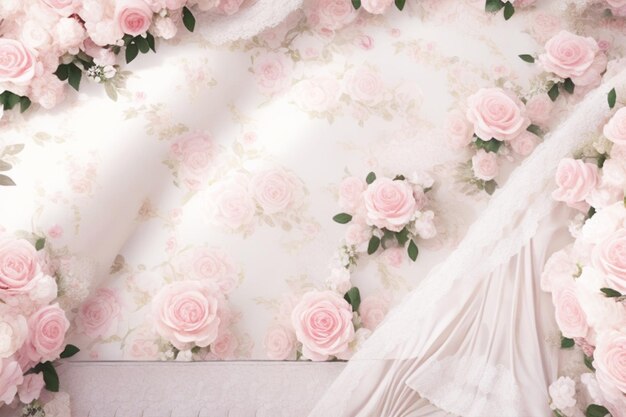 view of elegant floral wedding backdrop rose garden pattern wallpaper background