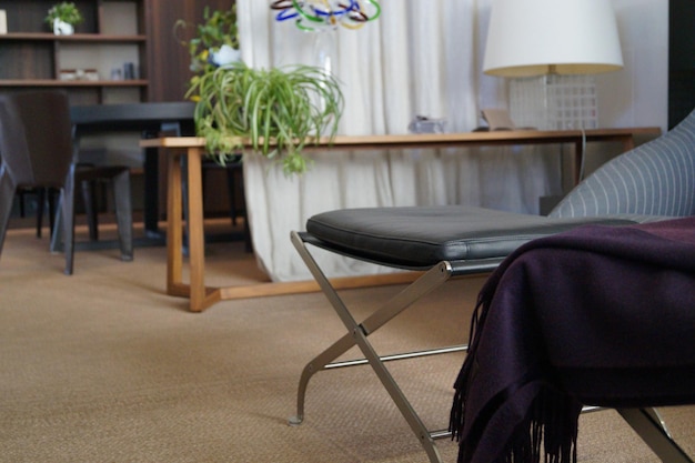 Photo view of an empty chair at home