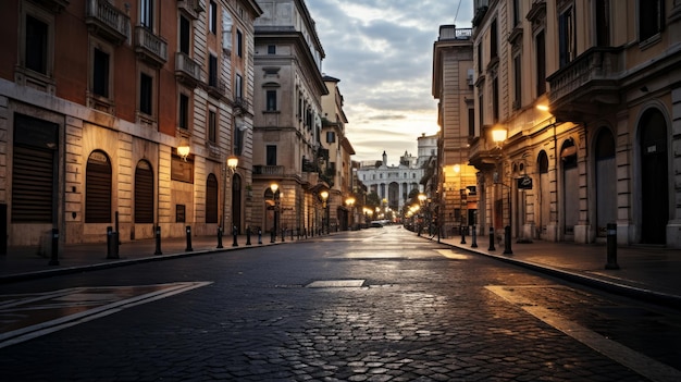 view of empty streets of rome generative AI