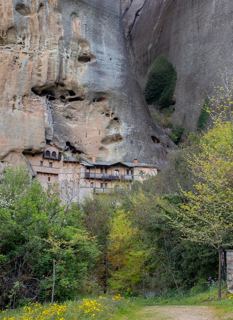 View of the Eremitage Monastery in the Meteora Mountains in Greece