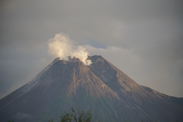 view of the eruption of a volcano