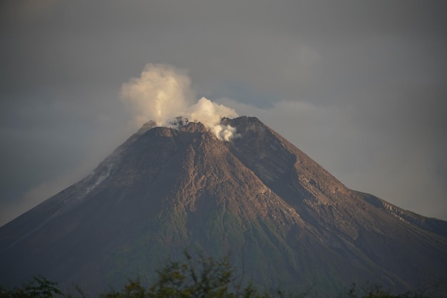 view of the eruption of a volcano