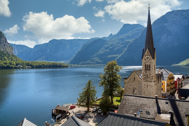 View of the Evangelical Parish Church in Hallstatt